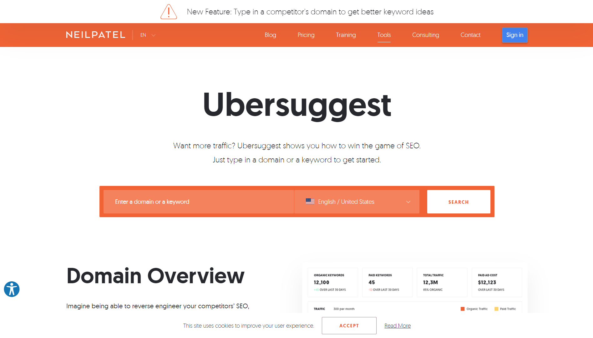 UberSuggest Landing Page