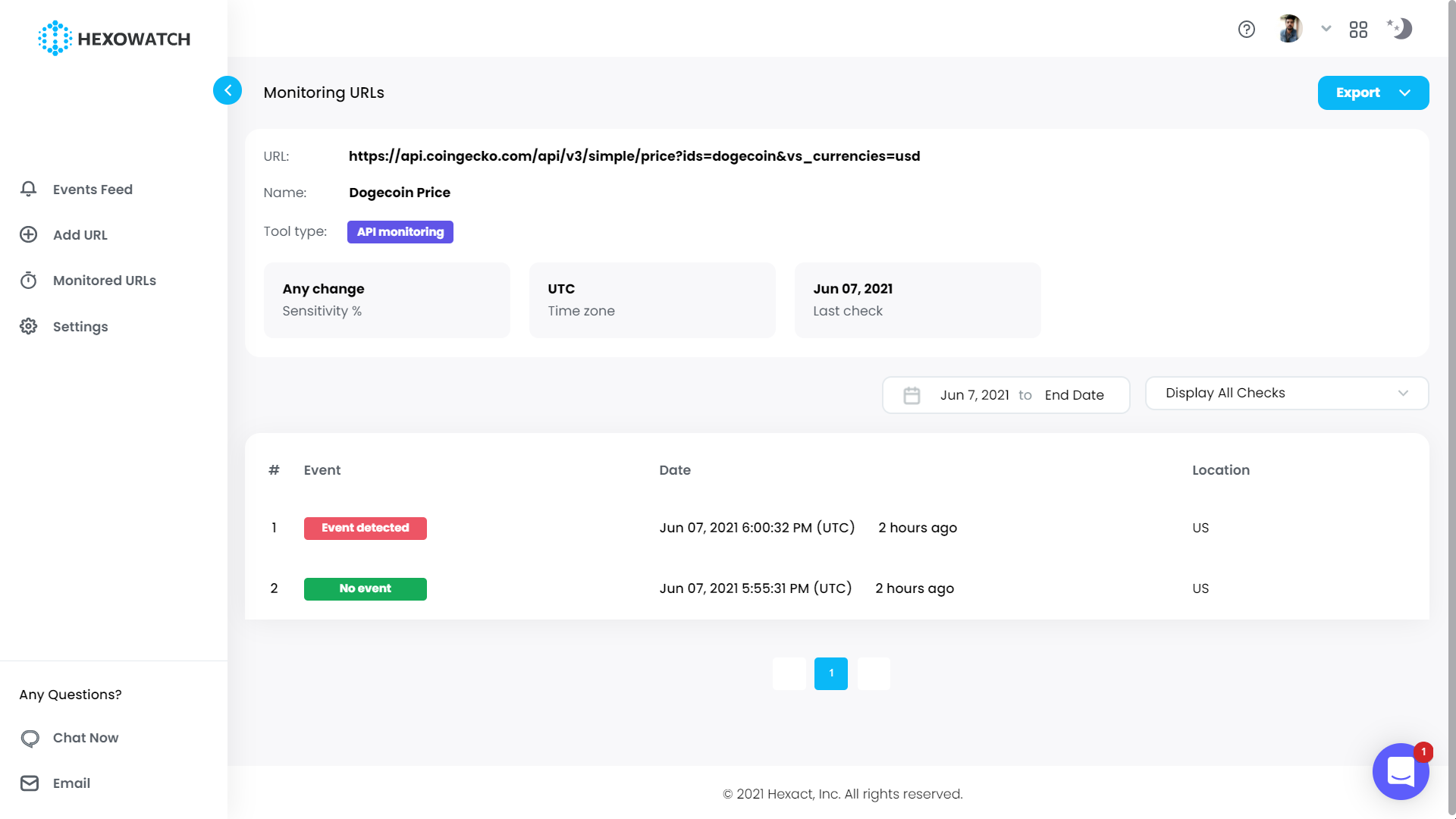 API Monitoring - Events